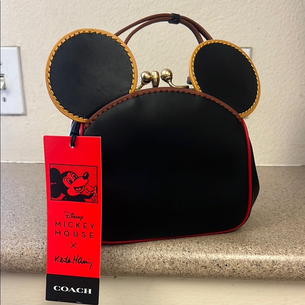 Coach Disney Mickey Mouse X Keith Haring Black and Red Mini Bag